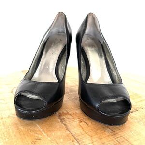 Calvin Klein Elegant Peep-Toe Pumps, Black Leather